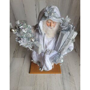 Marshall Fields vintage Santa father xmas silver Xmas Claus figure present tinse